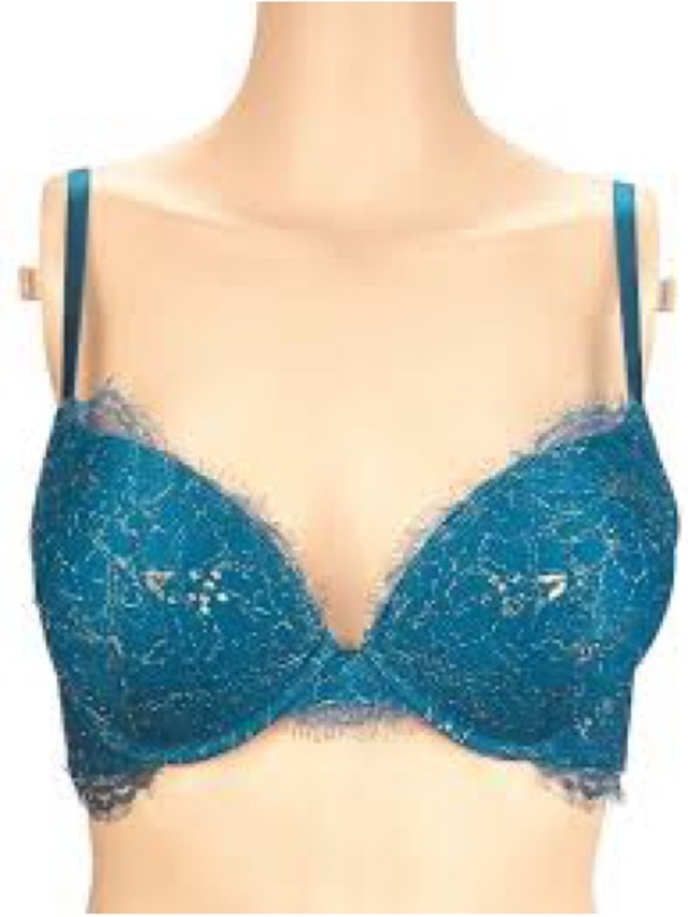 VICTORIA'S SECRET DREAM ANGELS METALLIC LACE PUSH UP BRA